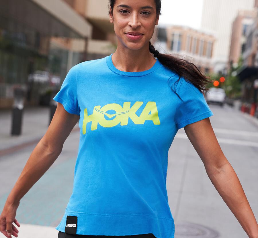 Hoka One One Tee Womens Blue - Brand - 27516PYWQ